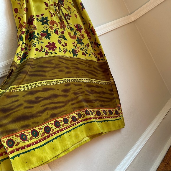 3/$20 💥 Mlle Gabriel Vintage Maxi Dress Chartreuse Floral Print w/ Cinched Waist - Picture 13 of 17